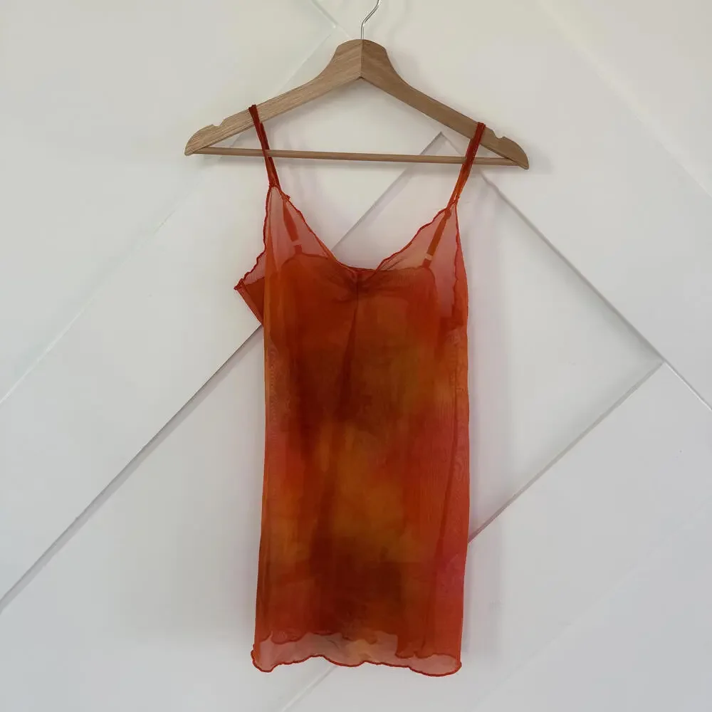 Vintage Y2K Victoria's Secret Orange Sheer Slip Dress XS